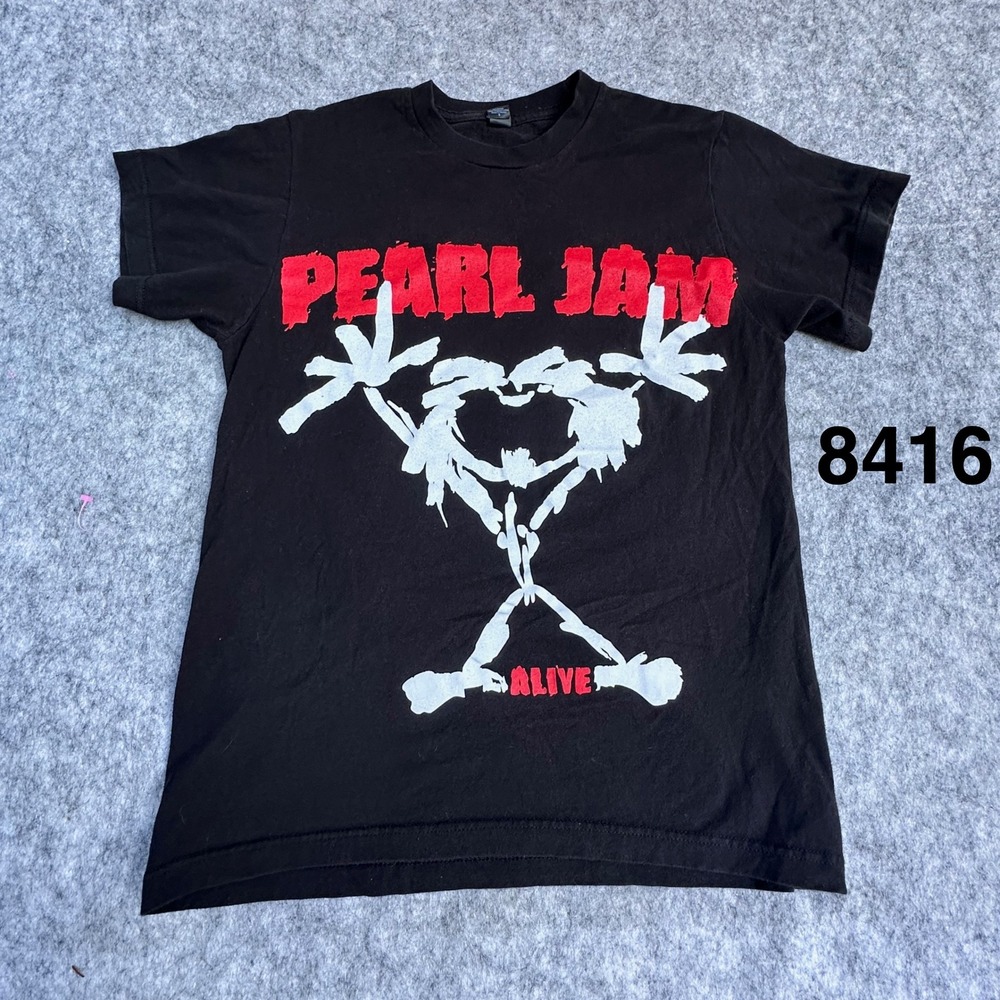 Pearl Jam Alive Stickman Band T-Shirt Black Small Grunge Rock Setlist Graphic